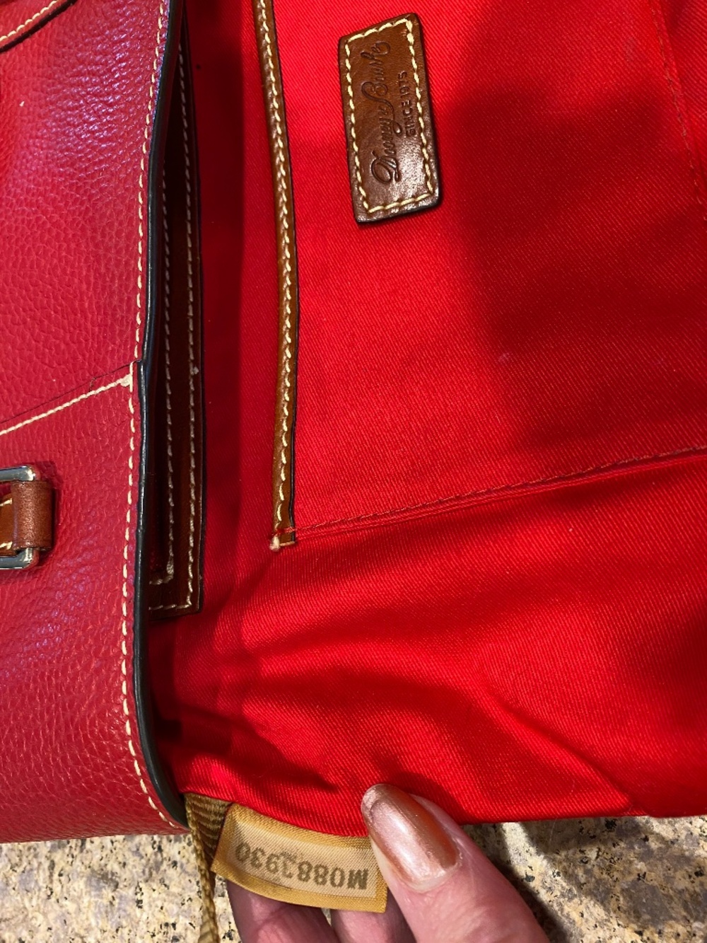 DOONEY & BOURKE Red Pebble Leather Small Lexington Tote Bag GUC - Picture 3 of 17